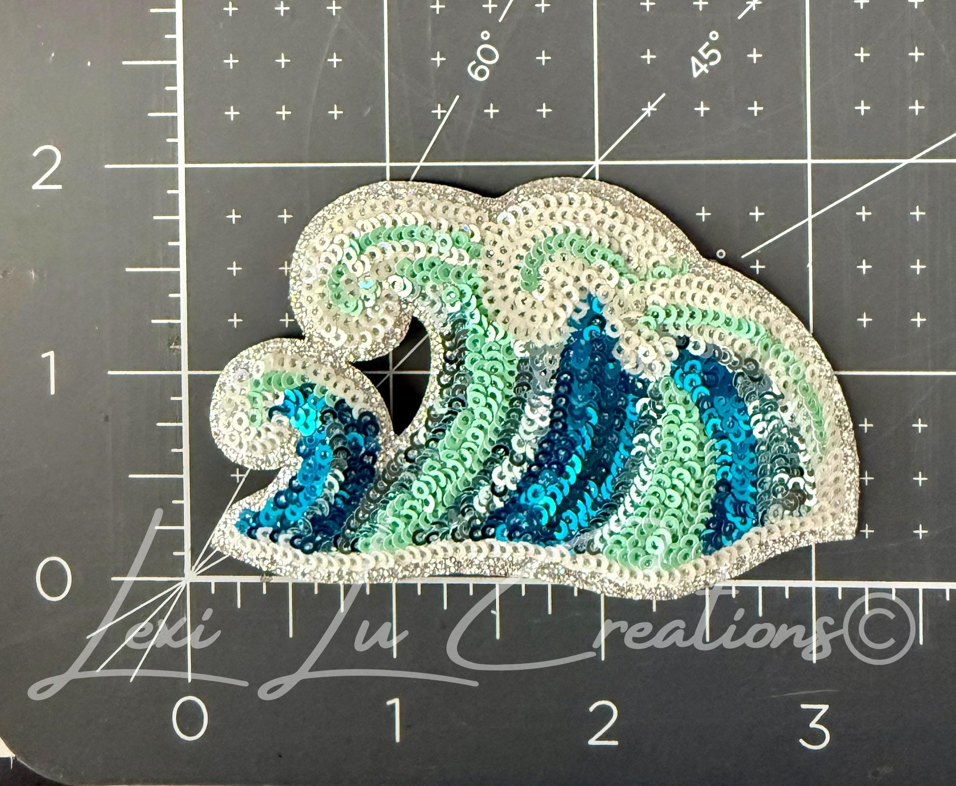 Sequin Ocean Wave Patch | Coastal Beach Patch | Summer Wave Applique | Iron On Sequin Patch | Beach Lover Patch | Hat & Apparel Patch