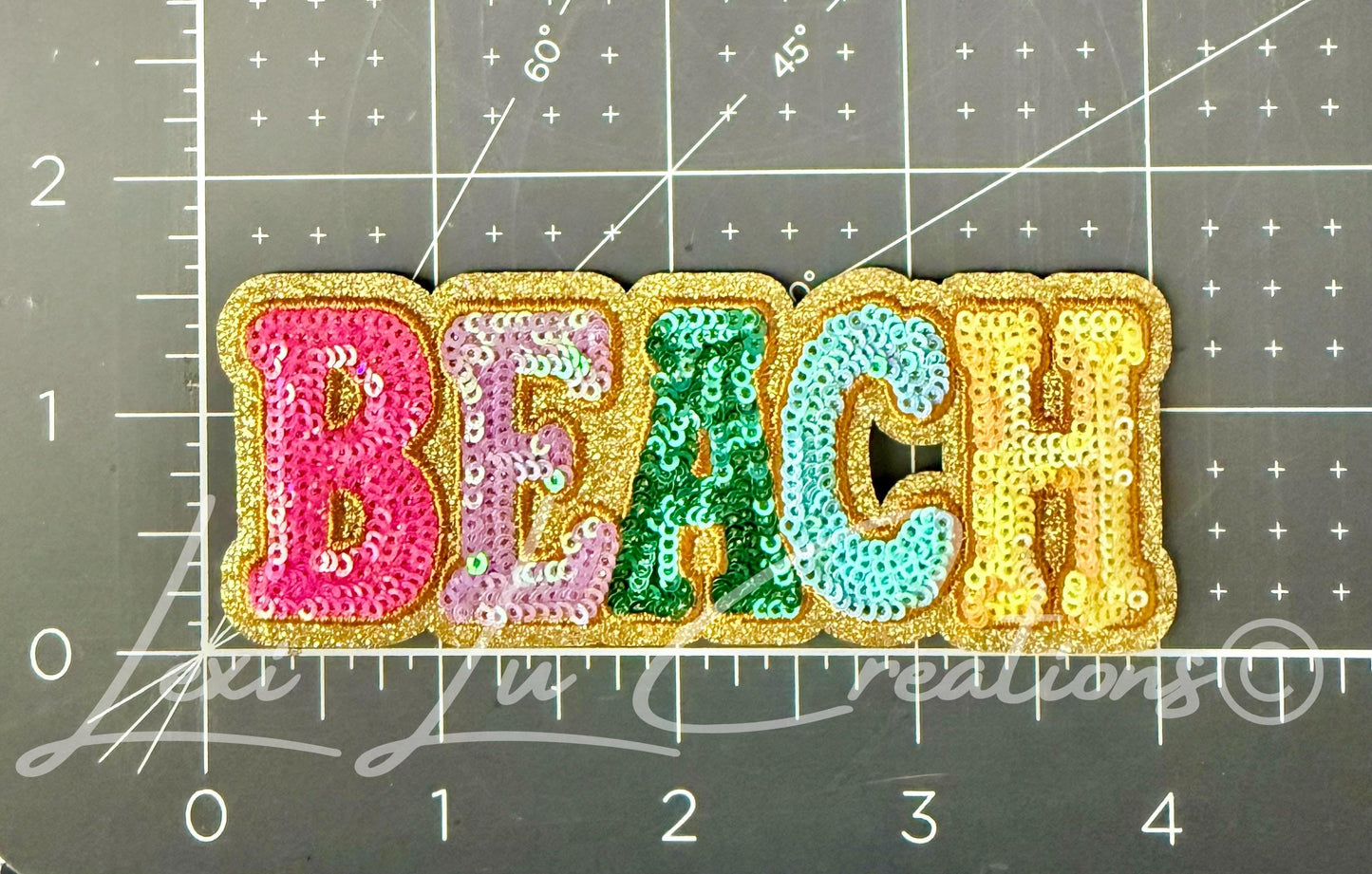 Beach Sequin Patch | Colorful Beach Letter Patch | Summer Vacation Patch | Coastal Applique | Iron On Sequin Patch | Beach Lover Gift
