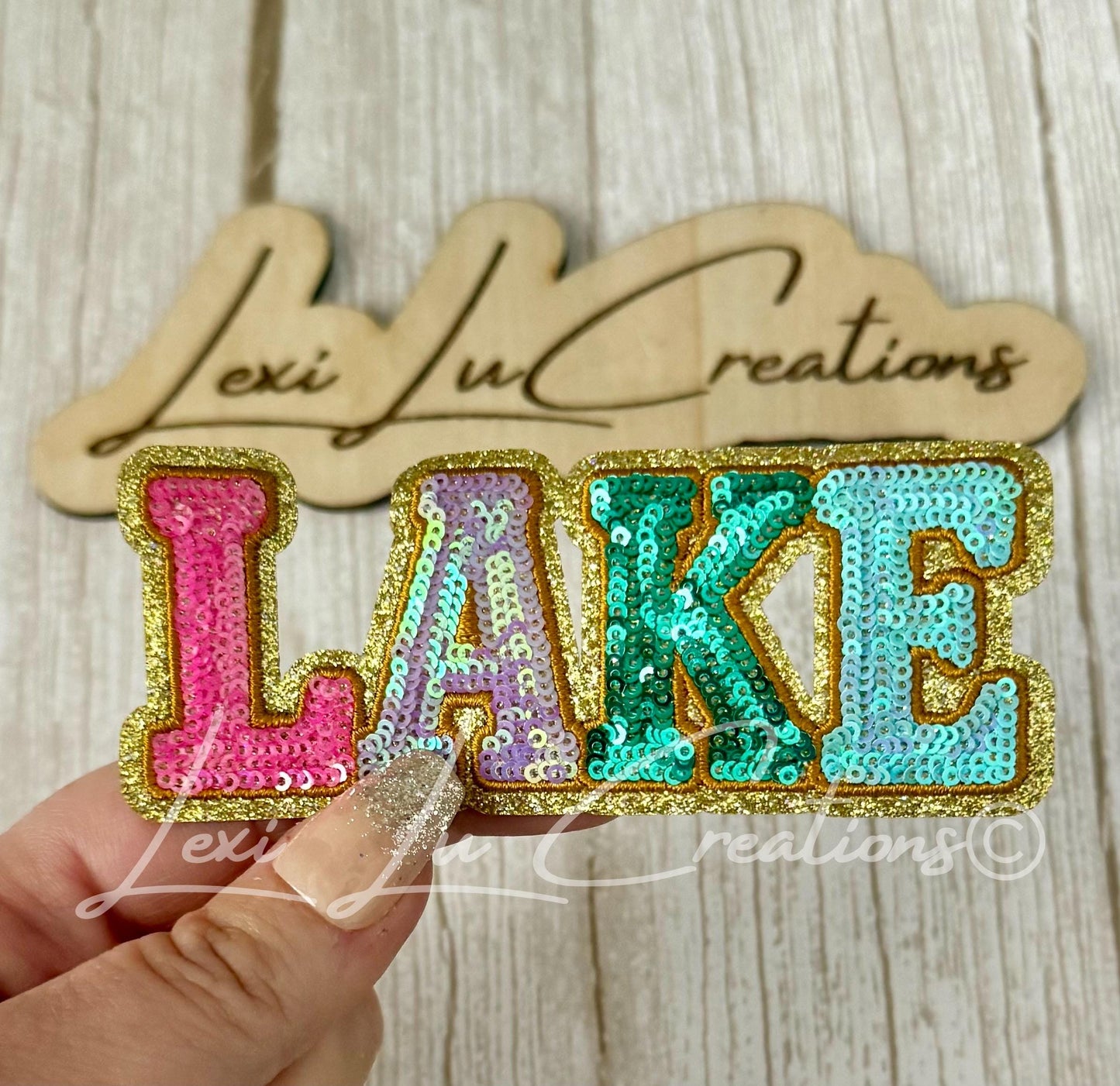 Lake Sequin Patch | Colorful Lake Letter Patch | Summer Lake Life Patch | Iron On Sequin Patch | Boat Day Patch | Lake Lover Gift