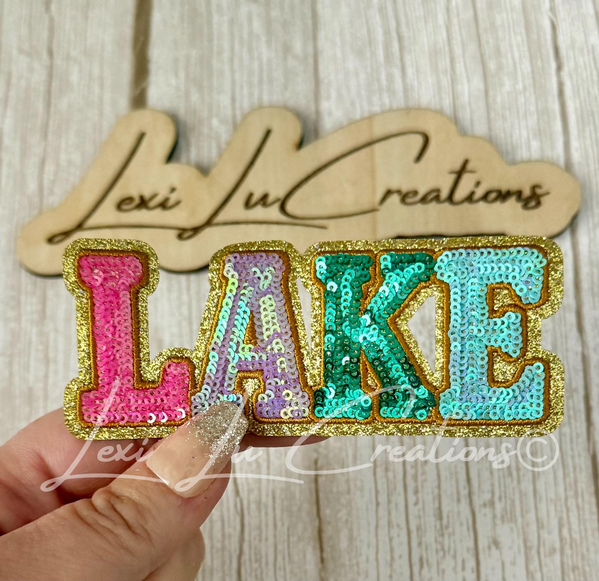 Lake Sequin Patch | Colorful Lake Letter Patch | Summer Lake Life Patch | Iron On Sequin Patch | Boat Day Patch | Lake Lover Gift