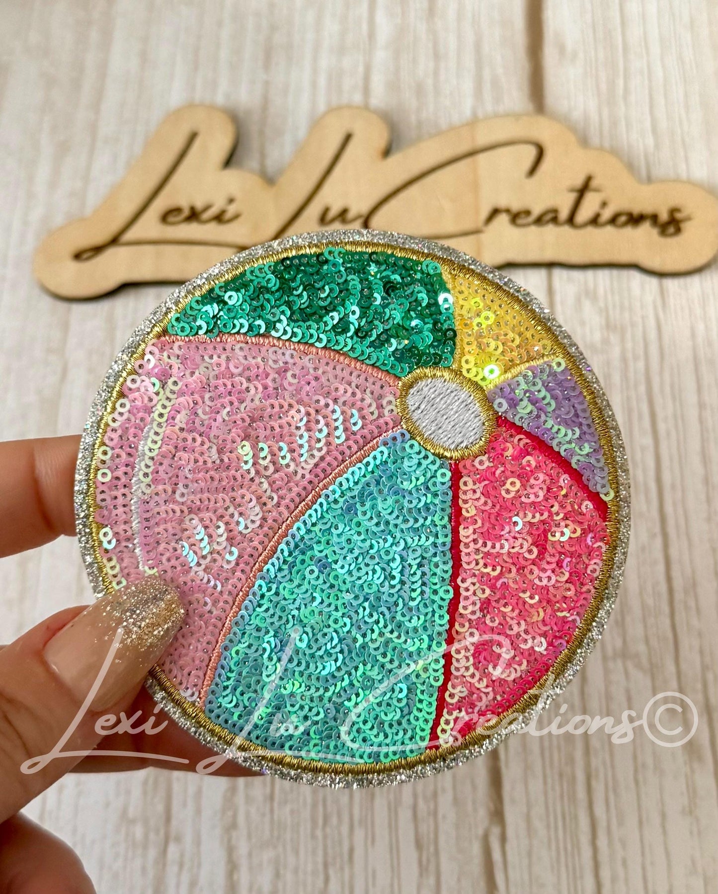 Beach Ball Sequin Patch | Summer Beach Patch | Colorful Beach Ball Applique | Iron On Sequin Patch | Pool Party Patch | Vacation Patch