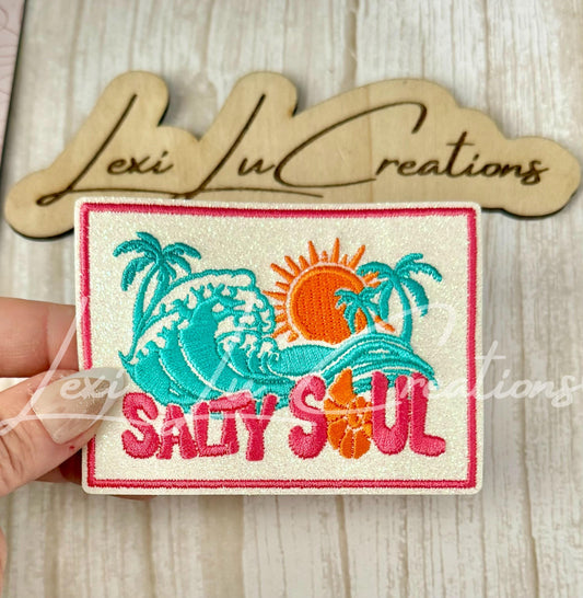 Salty Soul Hat Patch | Beach Hat Patch | Summer Hat Patch | Tropical Hat Patch | Palm Tree Patch | Vacation Patch | Trucker Hat Patch