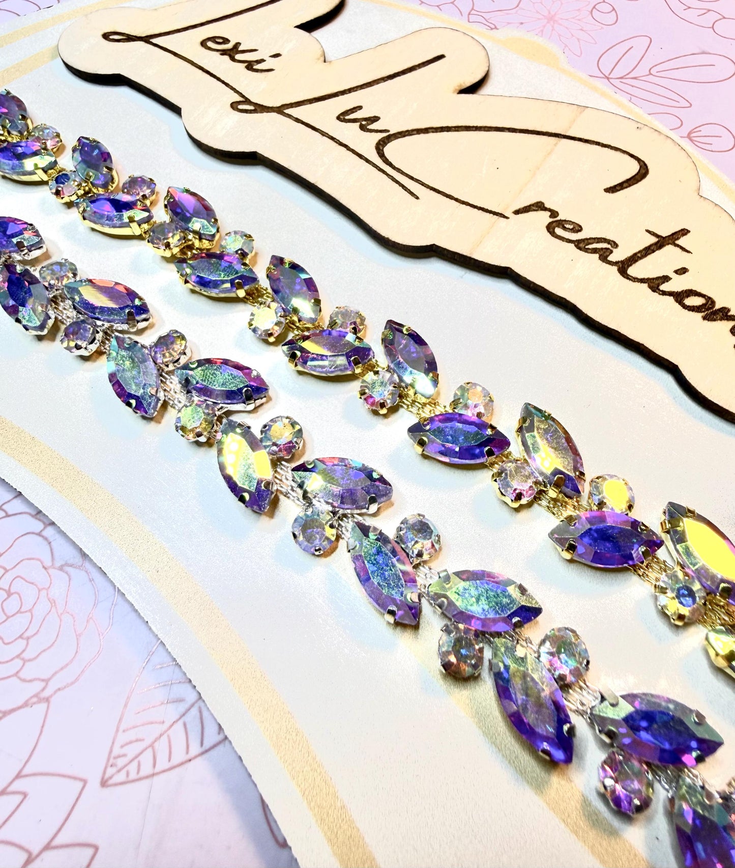 Marquis AB Iridescent Rhinestone Hat Chain Gold or Silver | Crystal Bling Hat Band | Clip-On Hat Chain | Glam Hat Accessory | Hat Jewelry