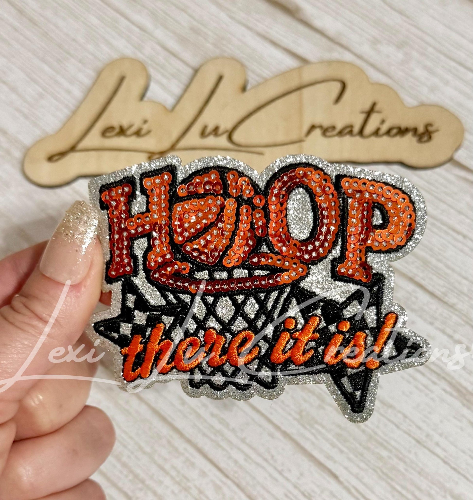 Hoop There It Is Basketball Sequin Patch | Basketball Hat Patch | Basketball Player Gift | Sports Patch | Trucker Hat Patch