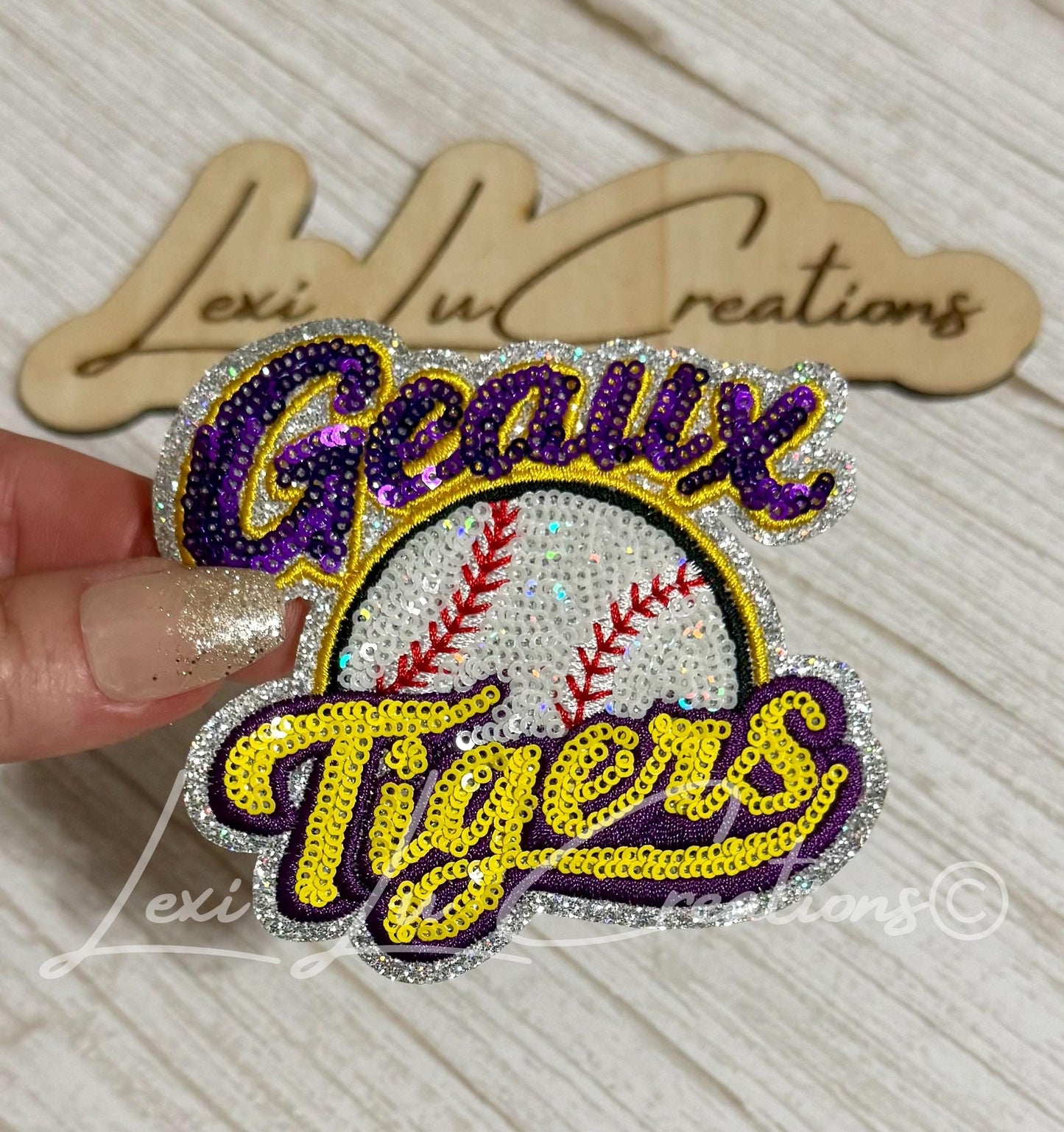 Geaux Tigers Baseball Patch | LSU Baseball Patch | Sequin Baseball Patch | Tigers Hat Patch | Baseball Fan Patch | Trucker Hat Patch