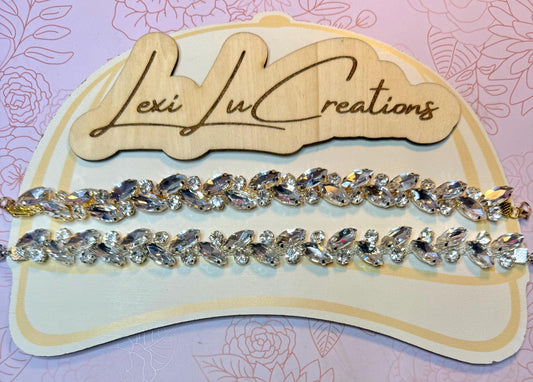 Marquis Clear Rhinestone Hat Chain Gold or Silver | Crystal Bling Hat Band | Clip-On Hat Chain | Glam Hat Accessory | Hat Jewelry