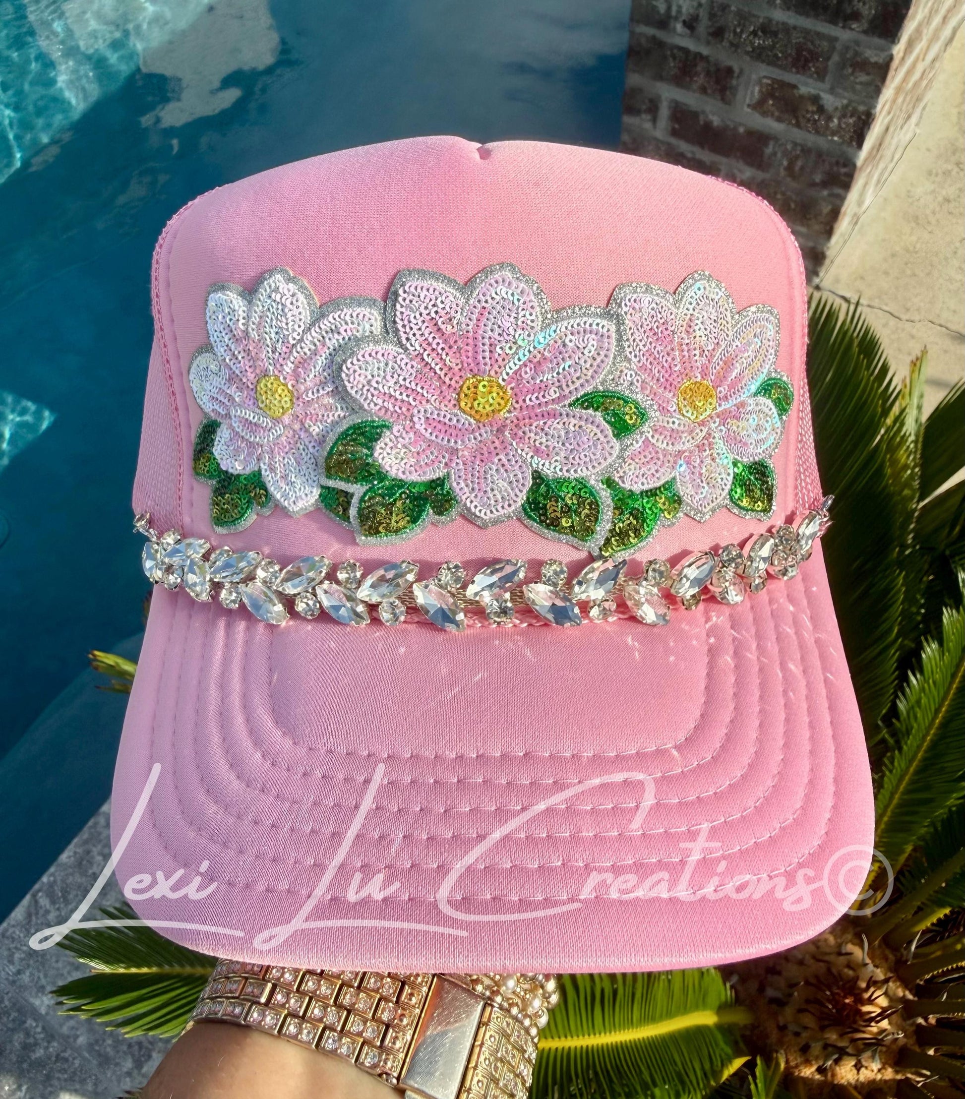Marquis Clear Rhinestone Hat Chain Gold or Silver | Crystal Bling Hat Band | Clip-On Hat Chain | Glam Hat Accessory | Hat Jewelry