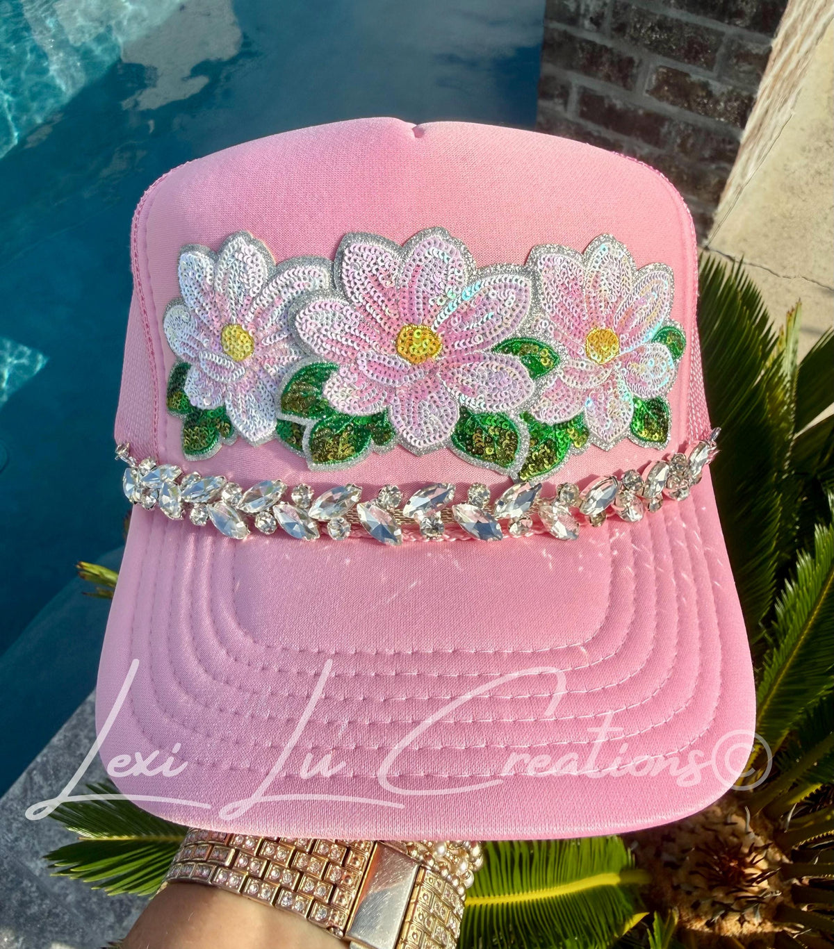 Marquis Clear Rhinestone Hat Chain Silver | Crystal Bling Hat Band | Clip-On Hat Chain | Glam Hat Accessory | Hat Jewelry