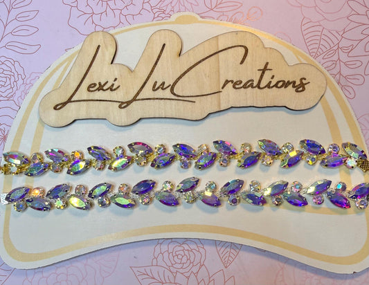 Marquis AB Iridescent Rhinestone Hat Chain Gold or Silver | Crystal Bling Hat Band | Clip-On Hat Chain | Glam Hat Accessory | Hat Jewelry