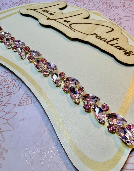 Marquis Pink Rhinestone Hat Chain Gold or Silver | Crystal Bling Hat Band | Clip-On Hat Chain | Glam Hat Accessory | Hat Jewelry