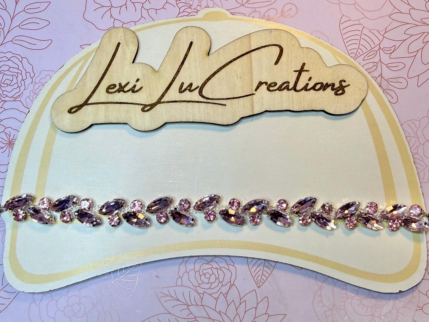 Marquis Pink Rhinestone Hat Chain Gold or Silver | Crystal Bling Hat Band | Clip-On Hat Chain | Glam Hat Accessory | Hat Jewelry