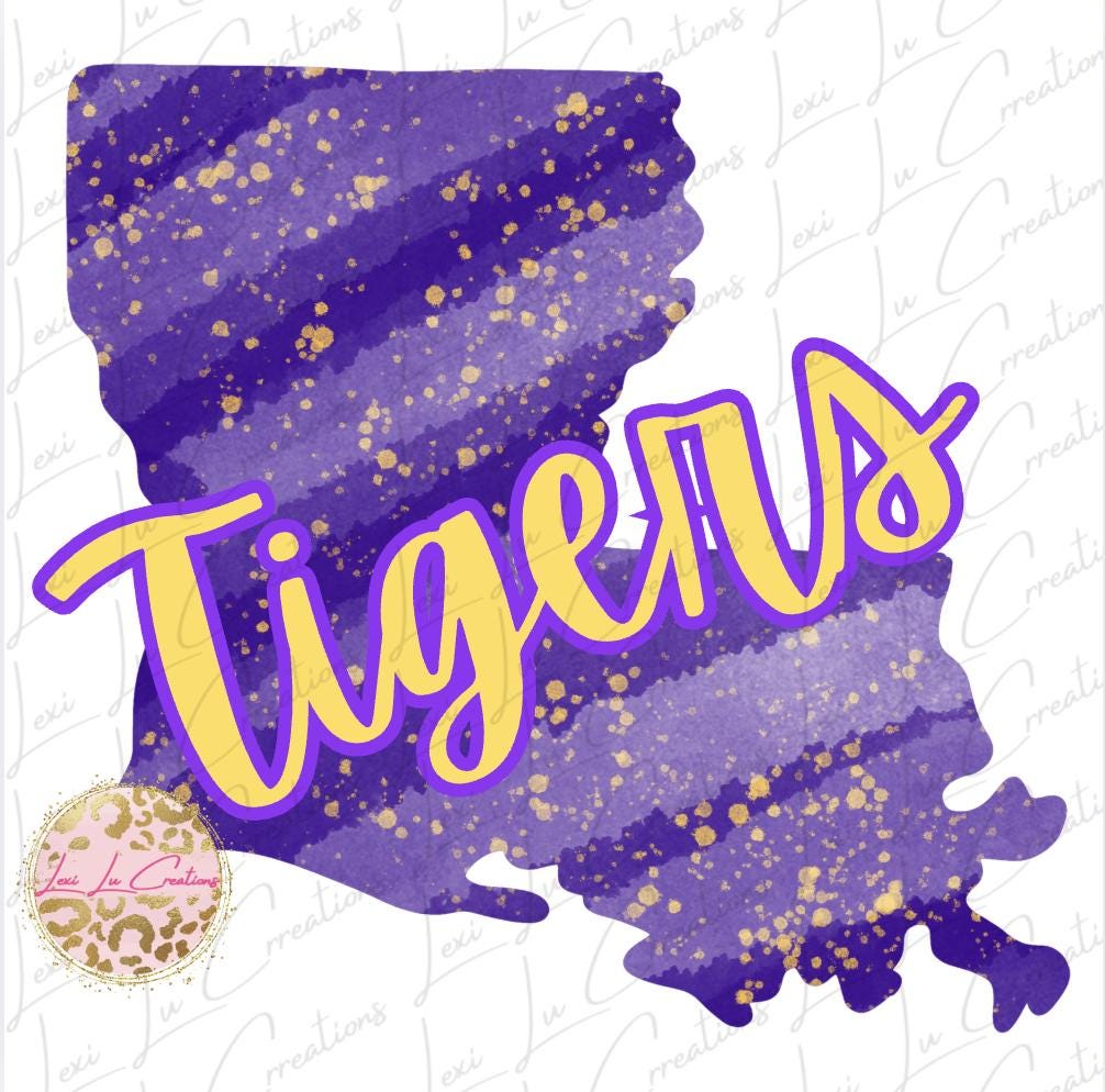 LSU Tigers PNG | Louisiana Tigers PNG | Purple Gold Watercolor Louisiana | Game Day Sublimation Design | Instant Digital Download