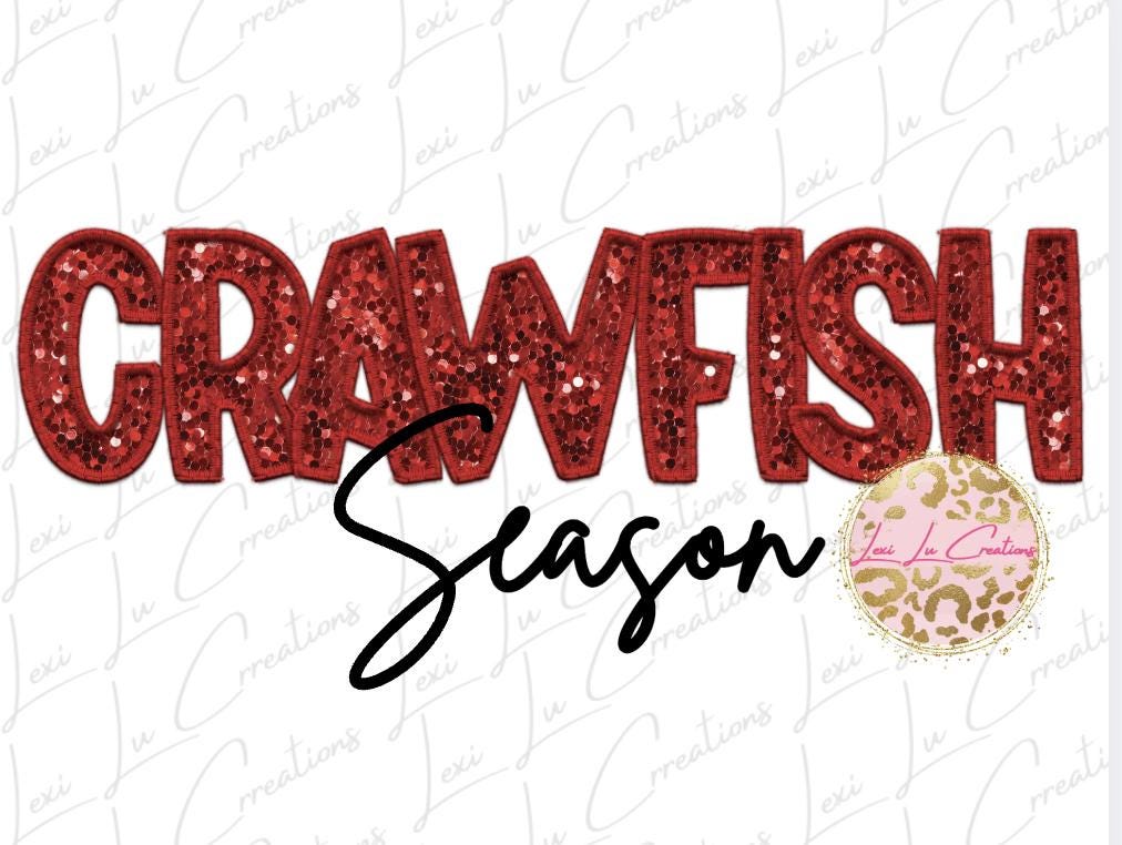 Crawfish Season PNG | Red Sequin Crawfish Season Design | Louisiana Sublimation PNG | Cajun Shirt Design | Instant Digital Download