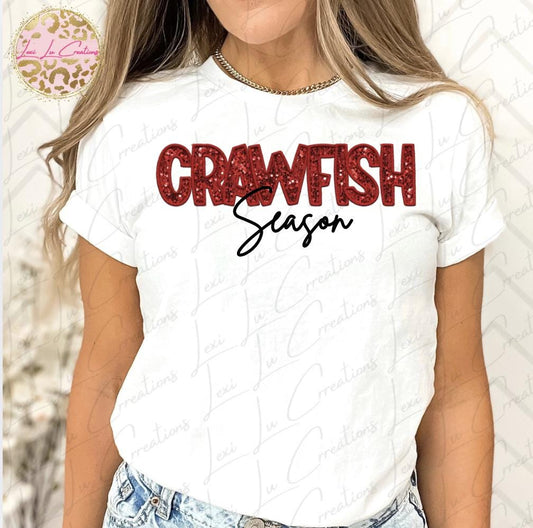 Crawfish Season PNG | Red Sequin Crawfish Season Design | Louisiana Sublimation PNG | Cajun Shirt Design | Instant Digital Download