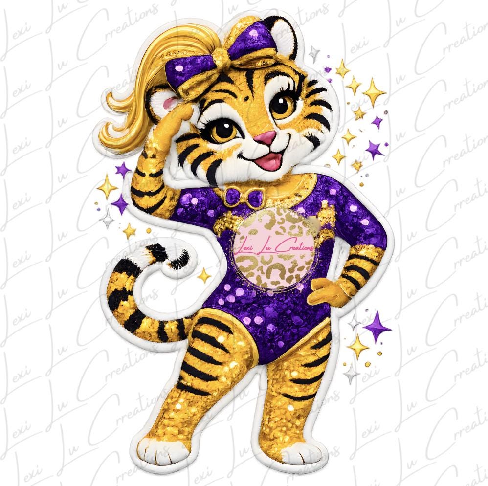LSU Gymnast PNG | Purple & Gold Tiger Gymnast | Louisiana Gymnastics Sublimation Design | Game Day Digital Download