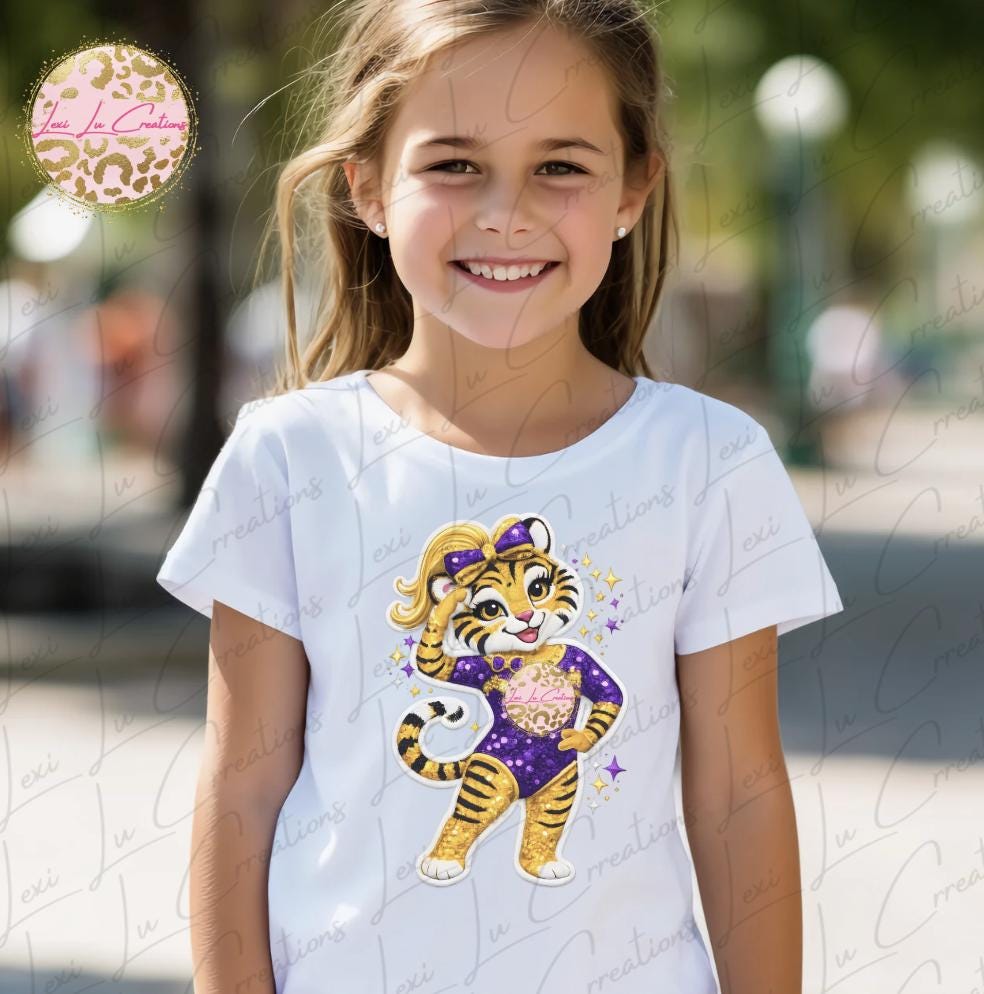LSU Gymnast PNG | Purple & Gold Tiger Gymnast | Louisiana Gymnastics Sublimation Design | Game Day Digital Download