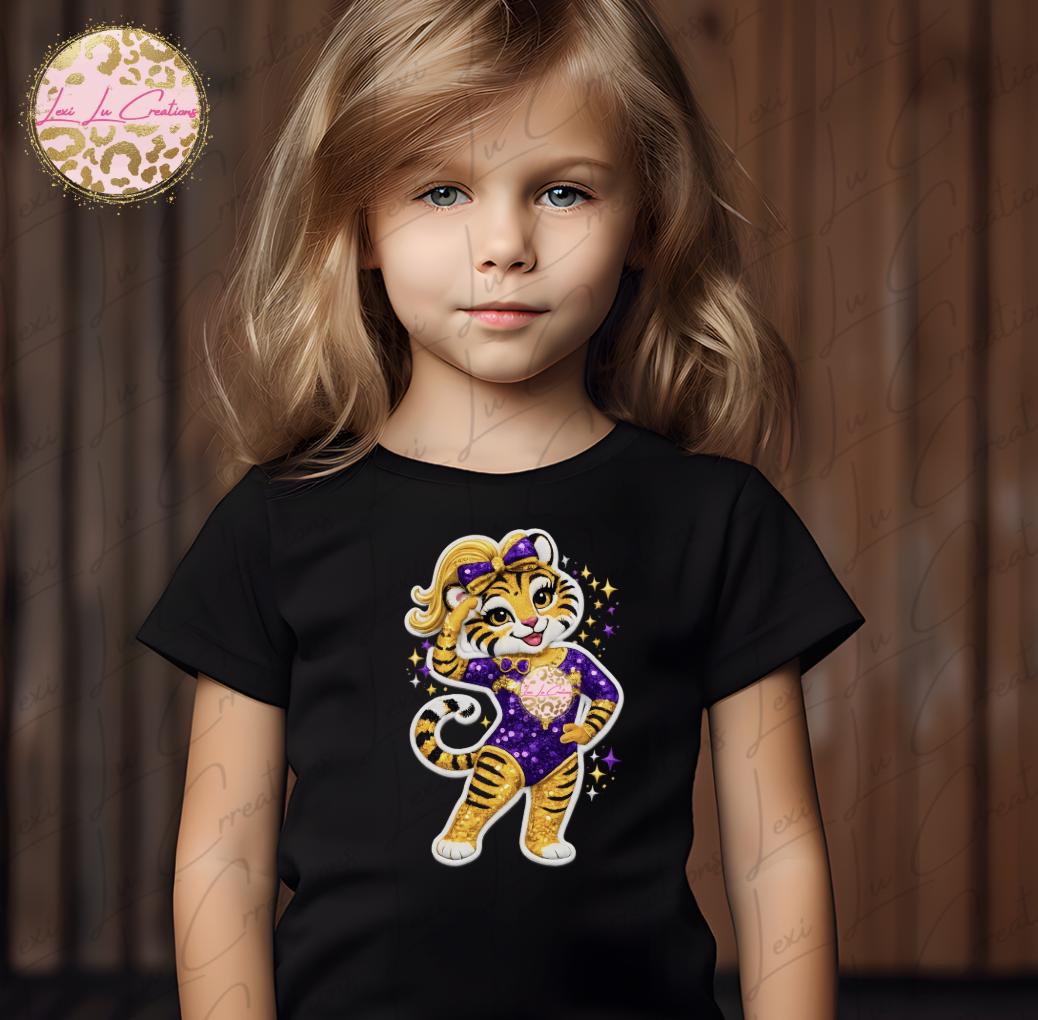 LSU Gymnast PNG | Purple & Gold Tiger Gymnast | Louisiana Gymnastics Sublimation Design | Game Day Digital Download