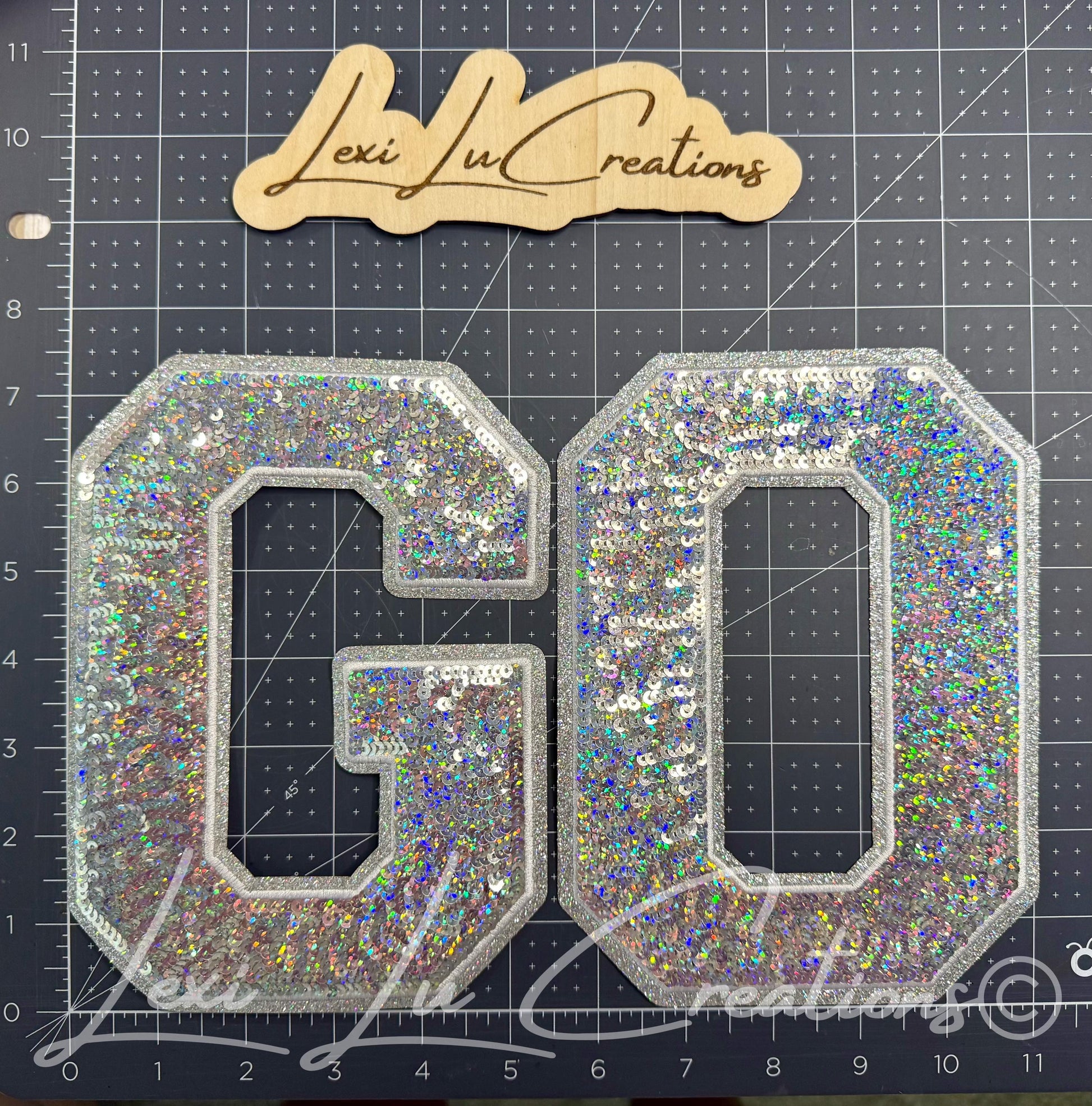 GO Sequin Patch | Silver Holographic Game Day Iron On Patch | School Spirit Patch