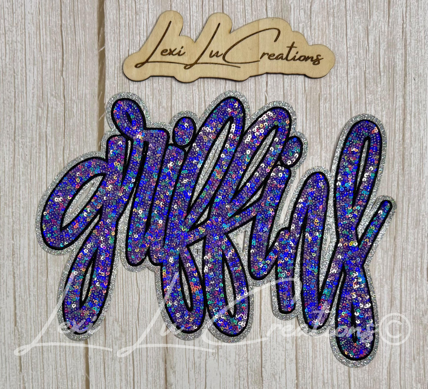 Griffins Sequin Patch | Purple School Spirit Iron On Patch | Game Day Shirt Patch