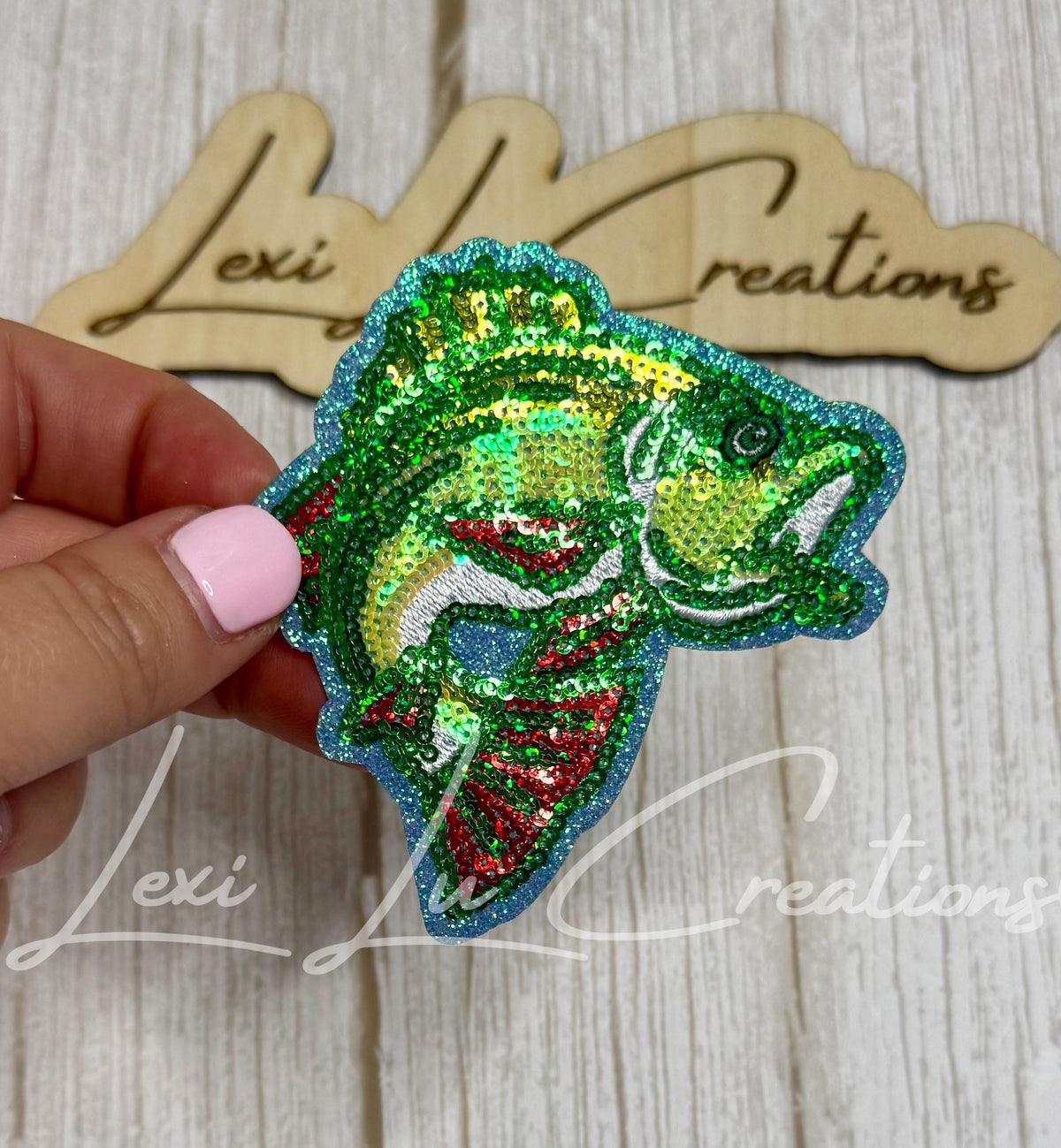 Bass Fish Sequin Patch | Fishing Iron On Patch | Fisherman Shirt Patch | Outdoor Sports Patch