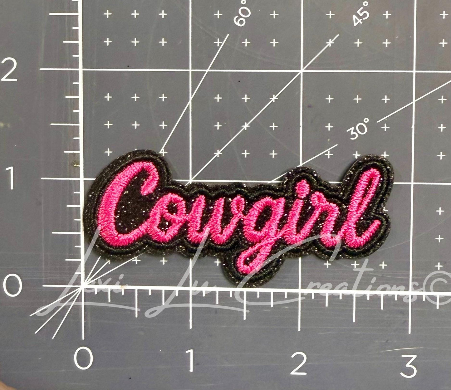 Cowgirl Hat Patch | Pink & Black Embroidered Western Patch | Iron On or Velcro Patch