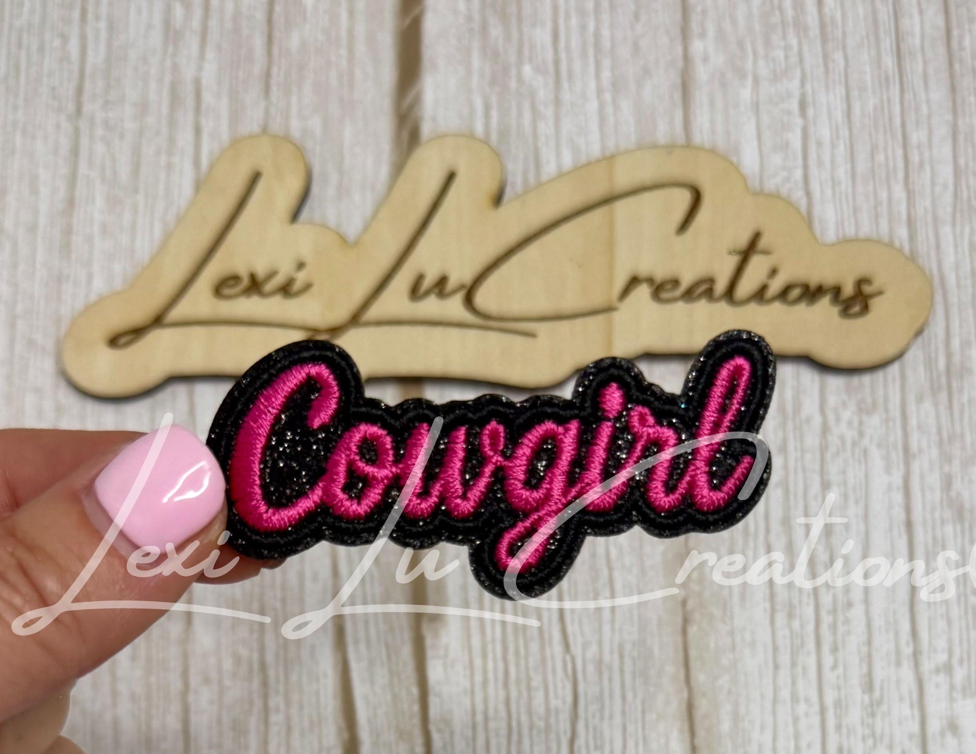 Cowgirl Hat Patch | Pink & Black Embroidered Western Patch | Iron On or Velcro Patch