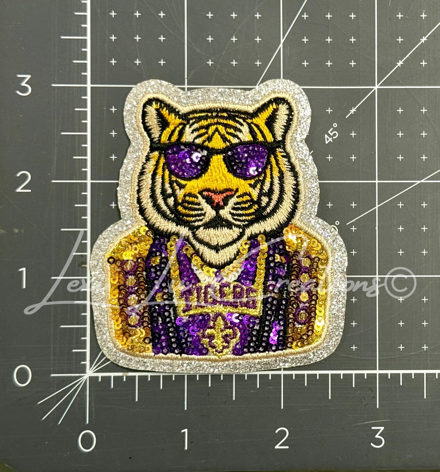Purple & Gold Tiger Sequin Patch | Louisiana Tiger Game Day Iron-On Patch