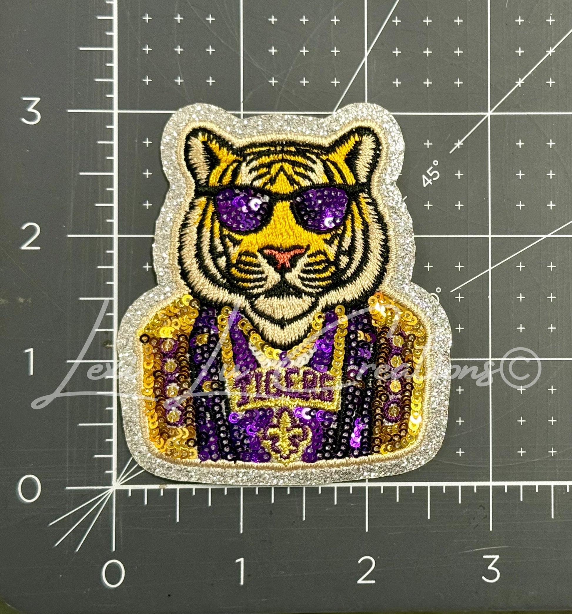Purple & Gold Tiger Sequin Patch | Louisiana Tiger Game Day Iron-On Patch
