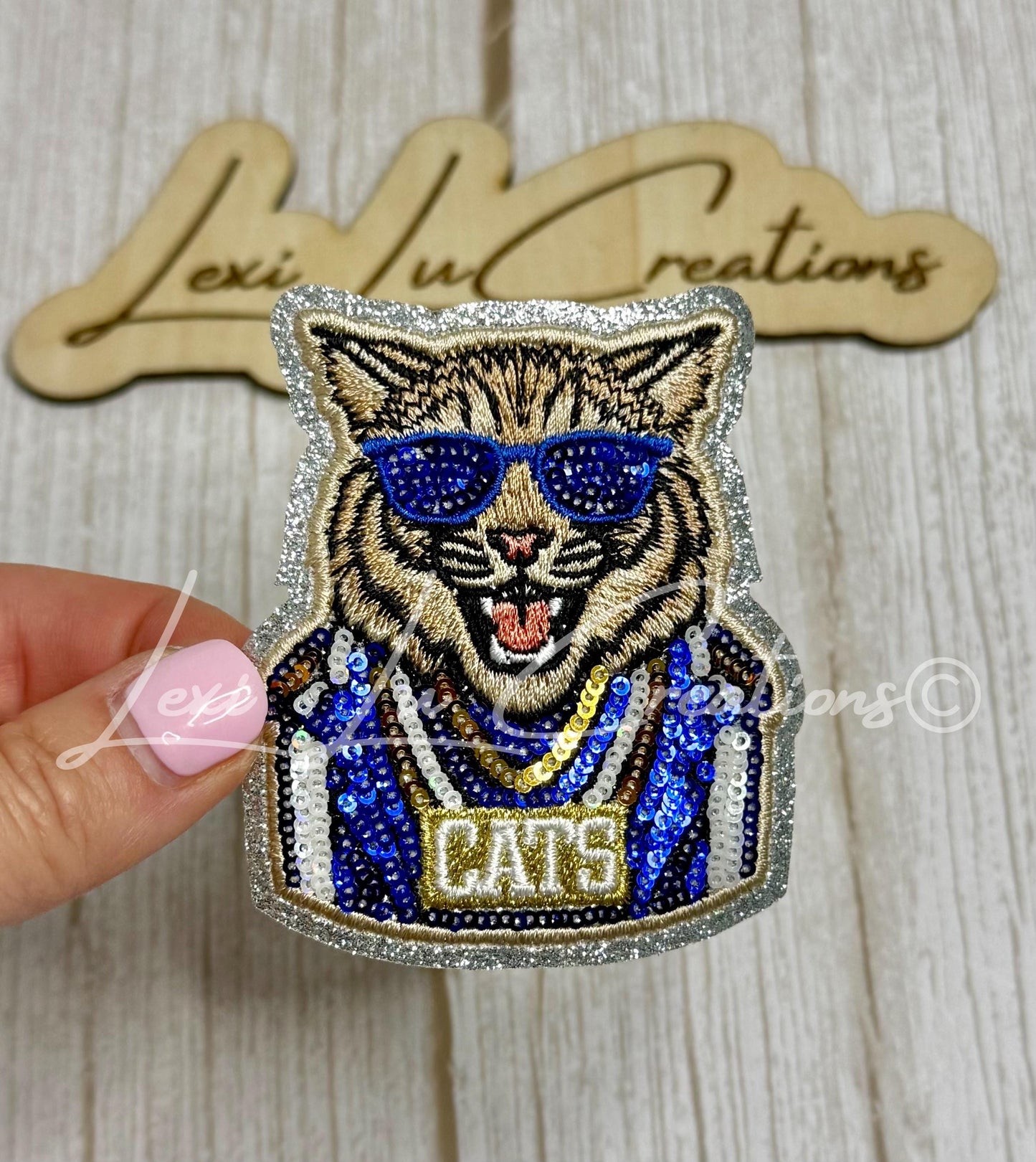 Blue & White Wildcats Sequin Patch | CATS Game Day Iron-On Patch | Kentucky Patch | BBN | Go Big Blue