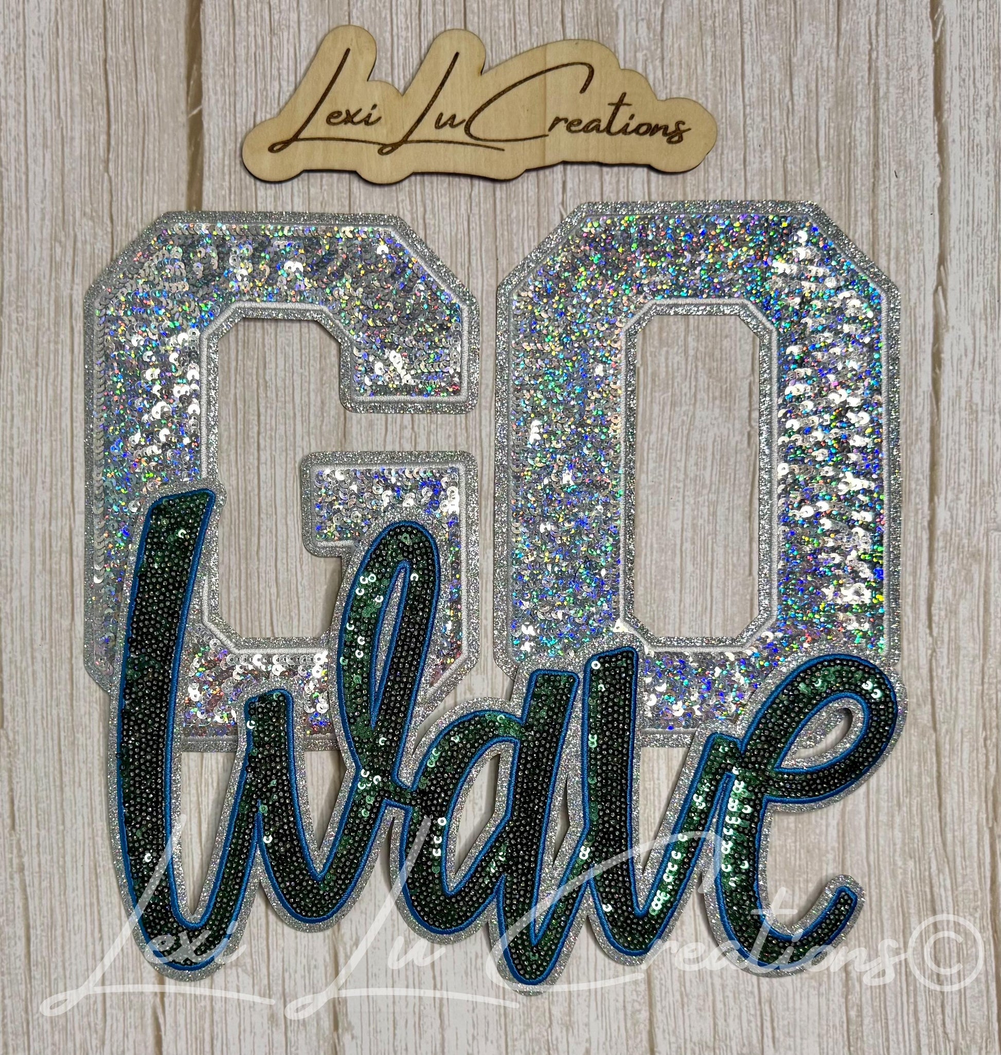 GO Sequin Patch | Silver Holographic Game Day Iron On Patch | School Spirit Patch