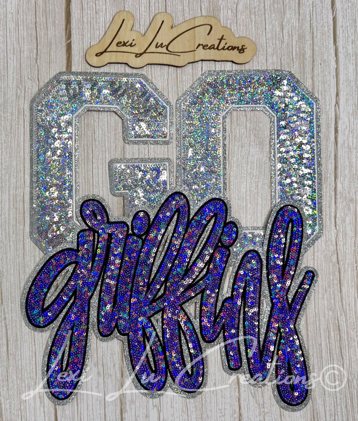 Griffins Sequin Patch | Purple School Spirit Iron On Patch | Game Day Shirt Patch