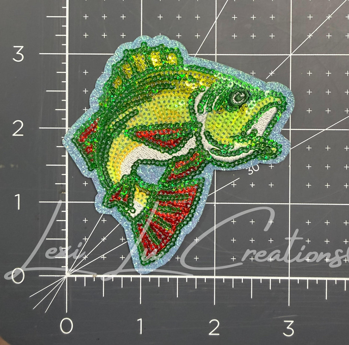 Bass Fish Sequin Patch | Fishing Iron On Patch | Fisherman Shirt Patch | Outdoor Sports Patch