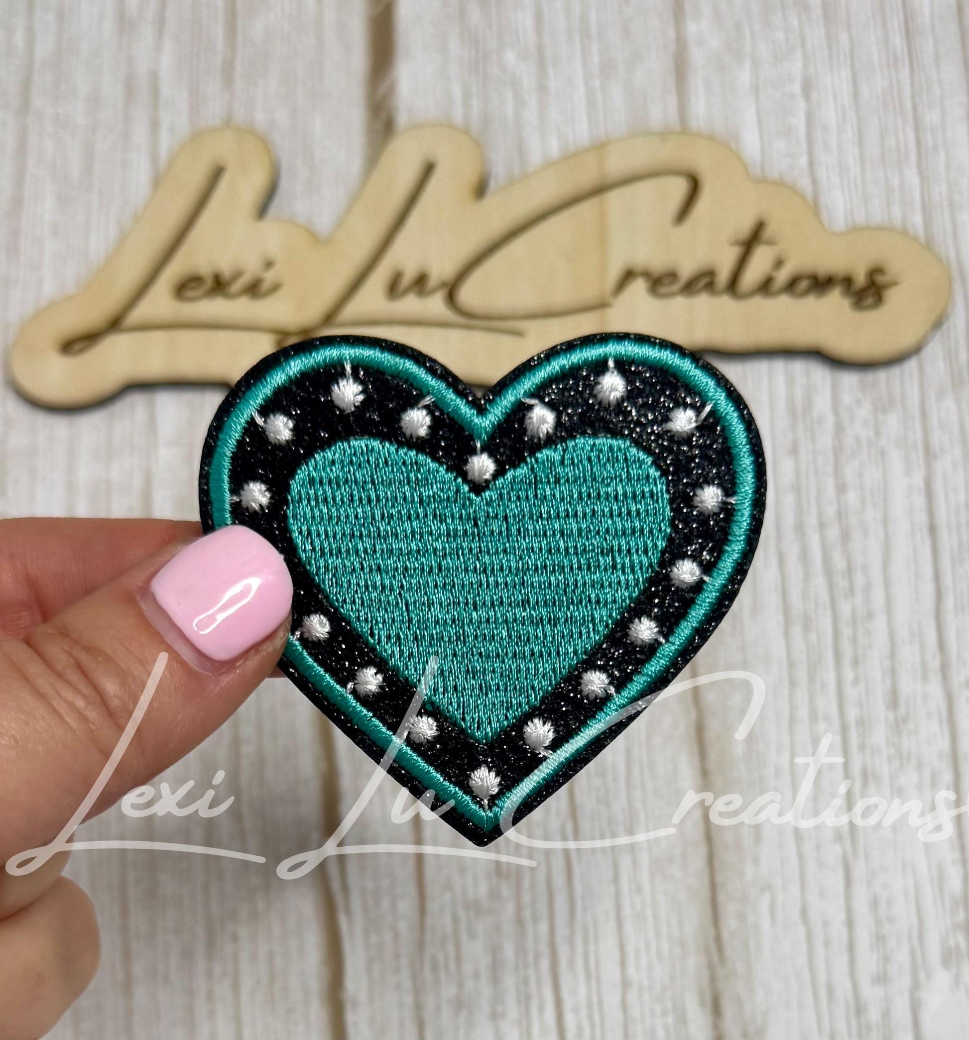 Western Heart Hat Patch | Teal Black Cowgirl Patch | Iron On or Velcro Patch
