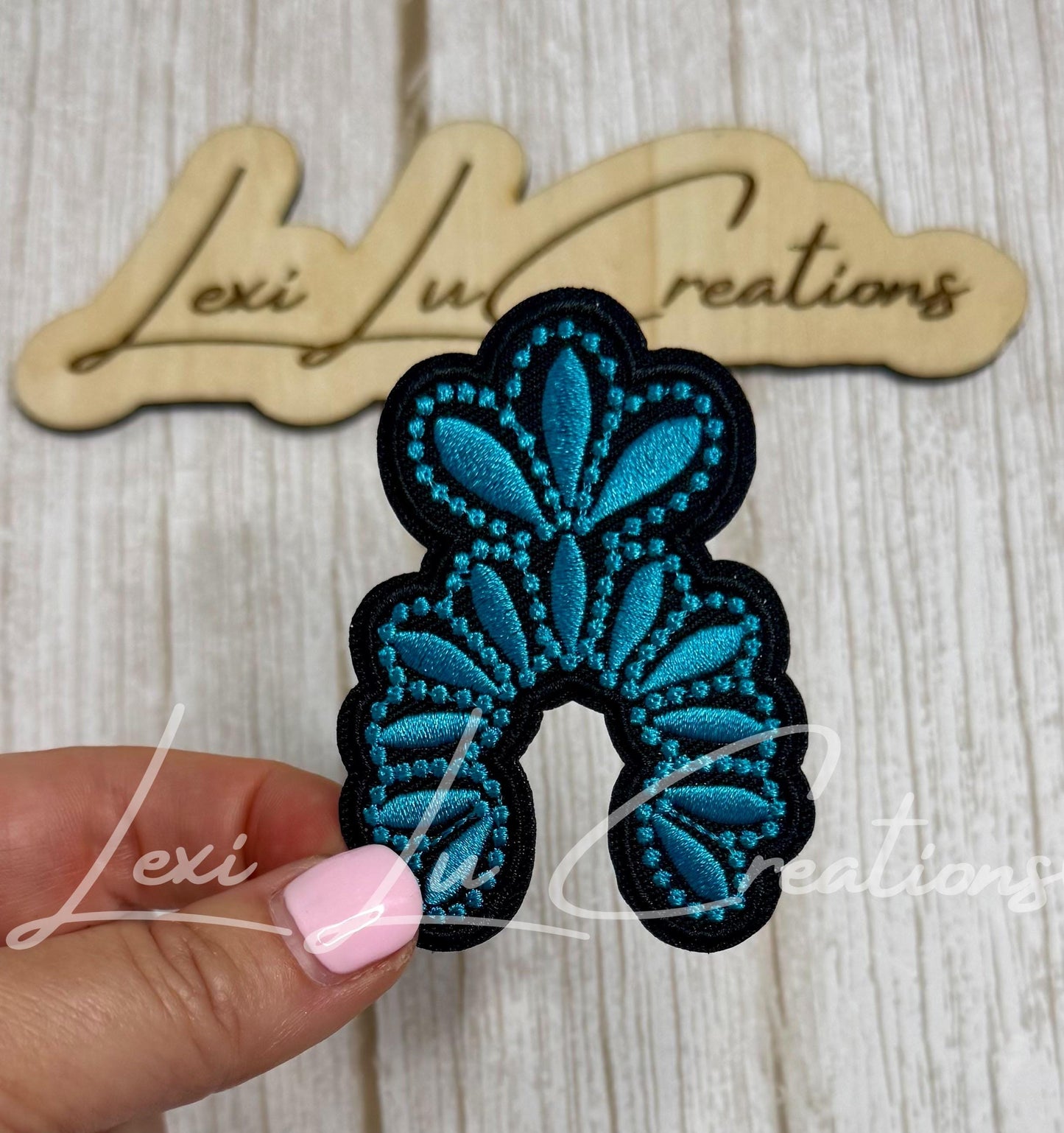 Turquoise Squash Blossom Patch | Western Cowgirl Embroidered Iron-On Hat & Pocket Patch