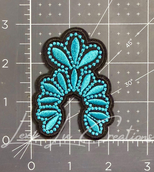 Turquoise Squash Blossom Patch | Western Cowgirl Embroidered Iron-On Hat & Pocket Patch