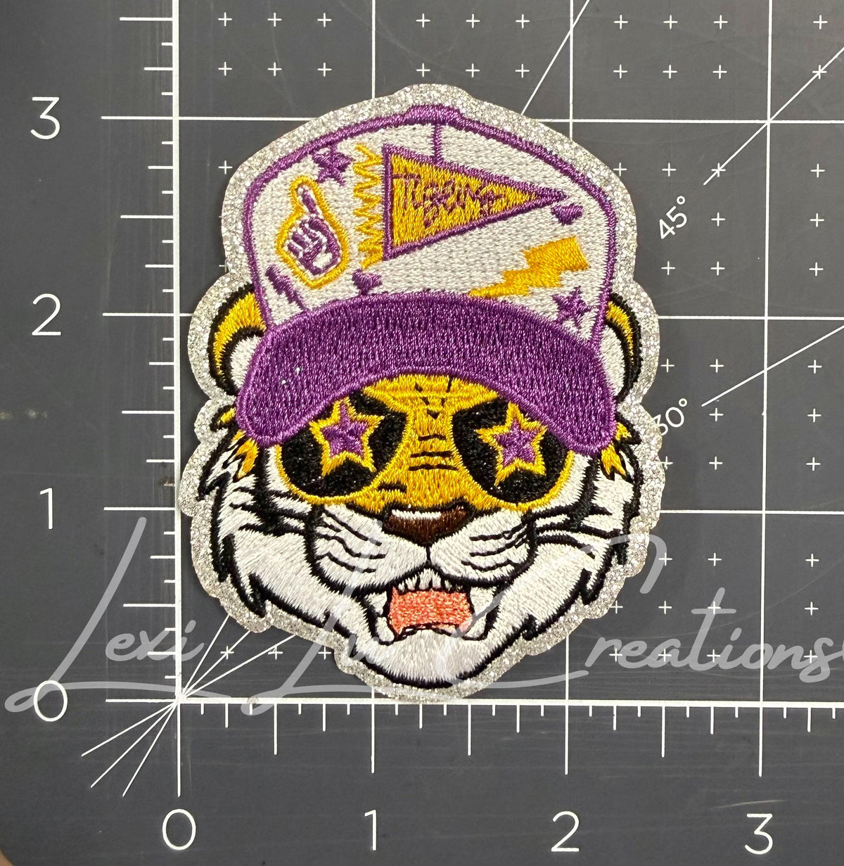 Purple & Gold Tiger Pennant Hat Patch | Tigers Game Day Iron-On Patch