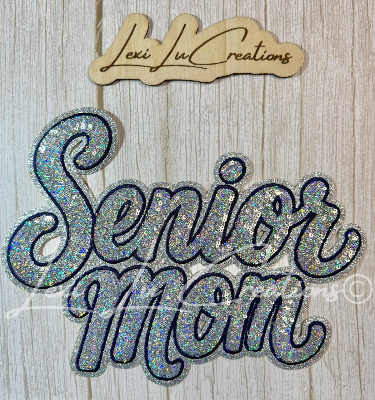 Senior Mom Silver Sequin Patch | Senior Year Iron-On Shirt Patch