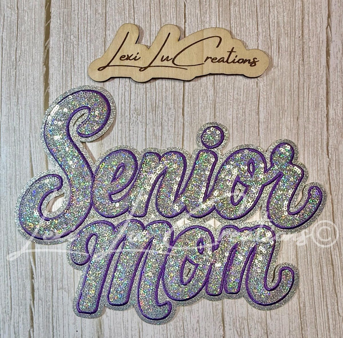 Senior Mom Silver Sequin Patch | Senior Year Iron-On Shirt Patch