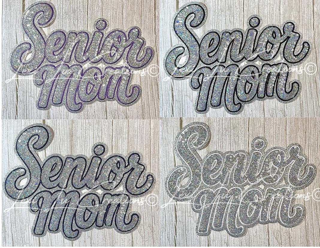 Senior Mom Silver Sequin Patch | Senior Year Iron-On Shirt Patch