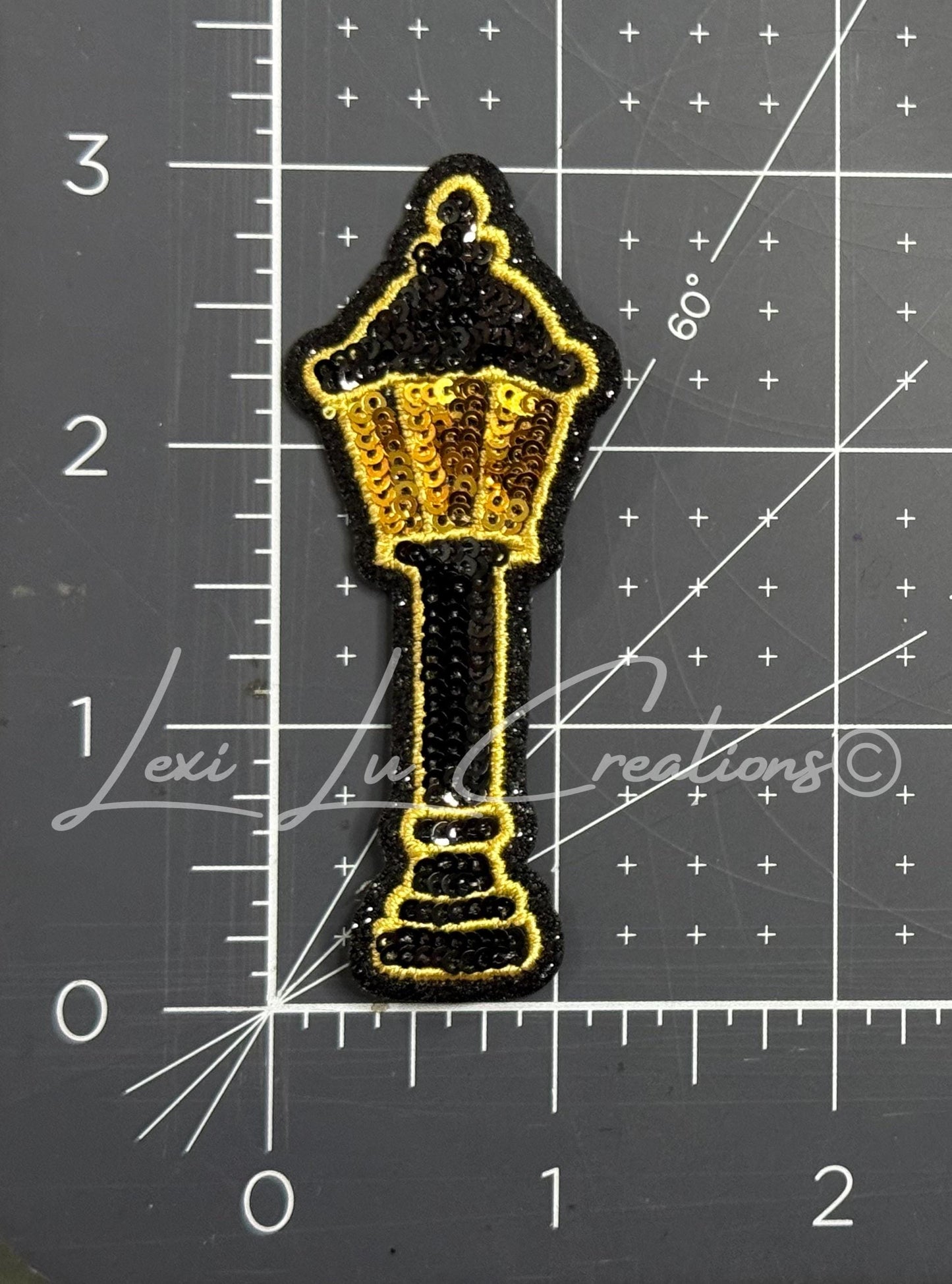 NOLA Lamp Post Sequin Patch | New Orleans Street Lamp Iron-On Hat & Pocket Patch