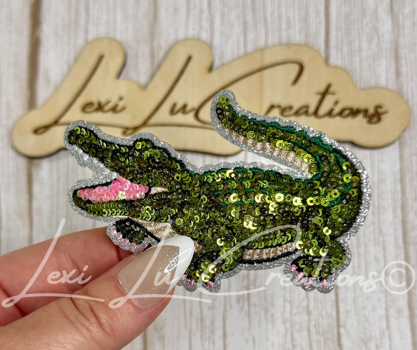 Louisiana Alligator Sequin Patch | NOLA Gator Iron-On Patch | Hat & Pocket Size