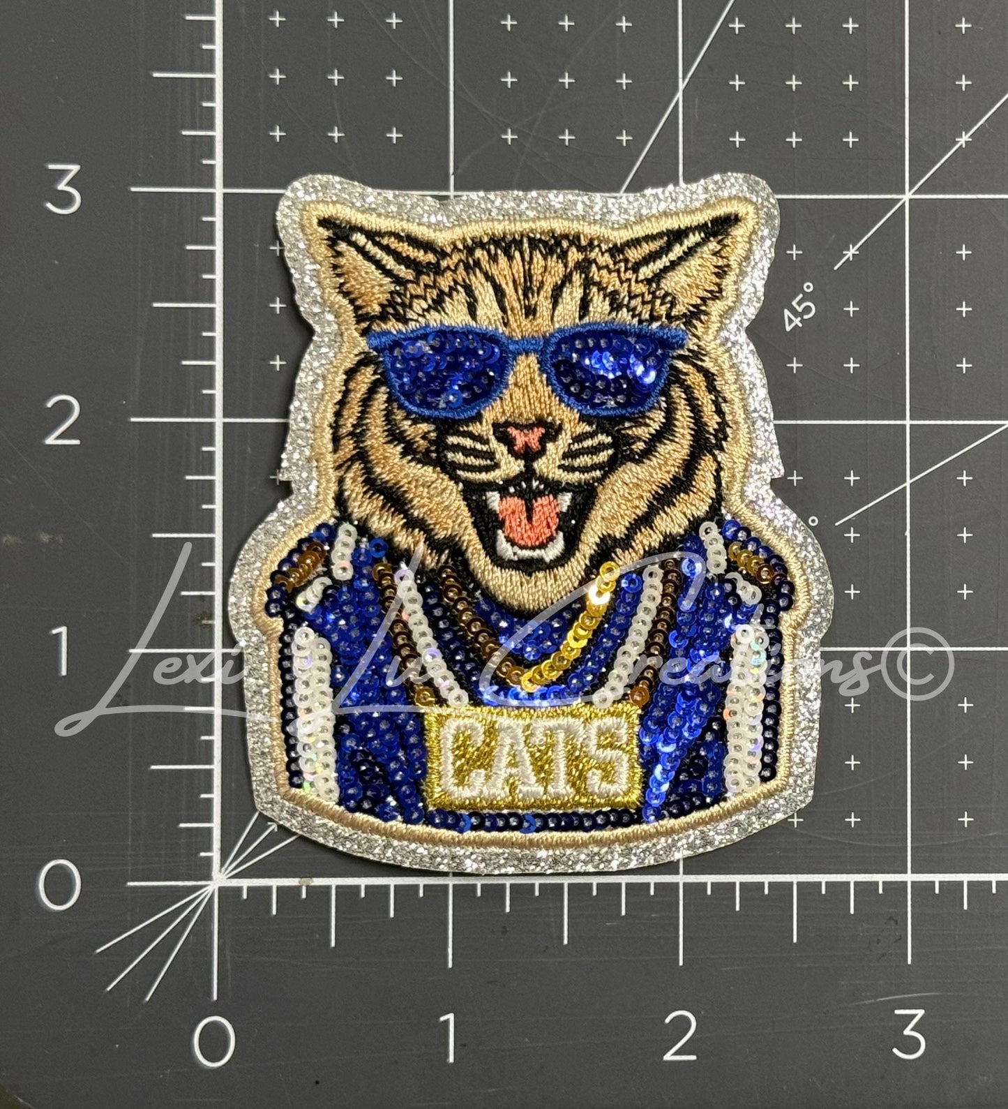 Blue & White Wildcats Sequin Patch | CATS Game Day Iron-On Patch | Kentucky Patch | BBN | Go Big Blue