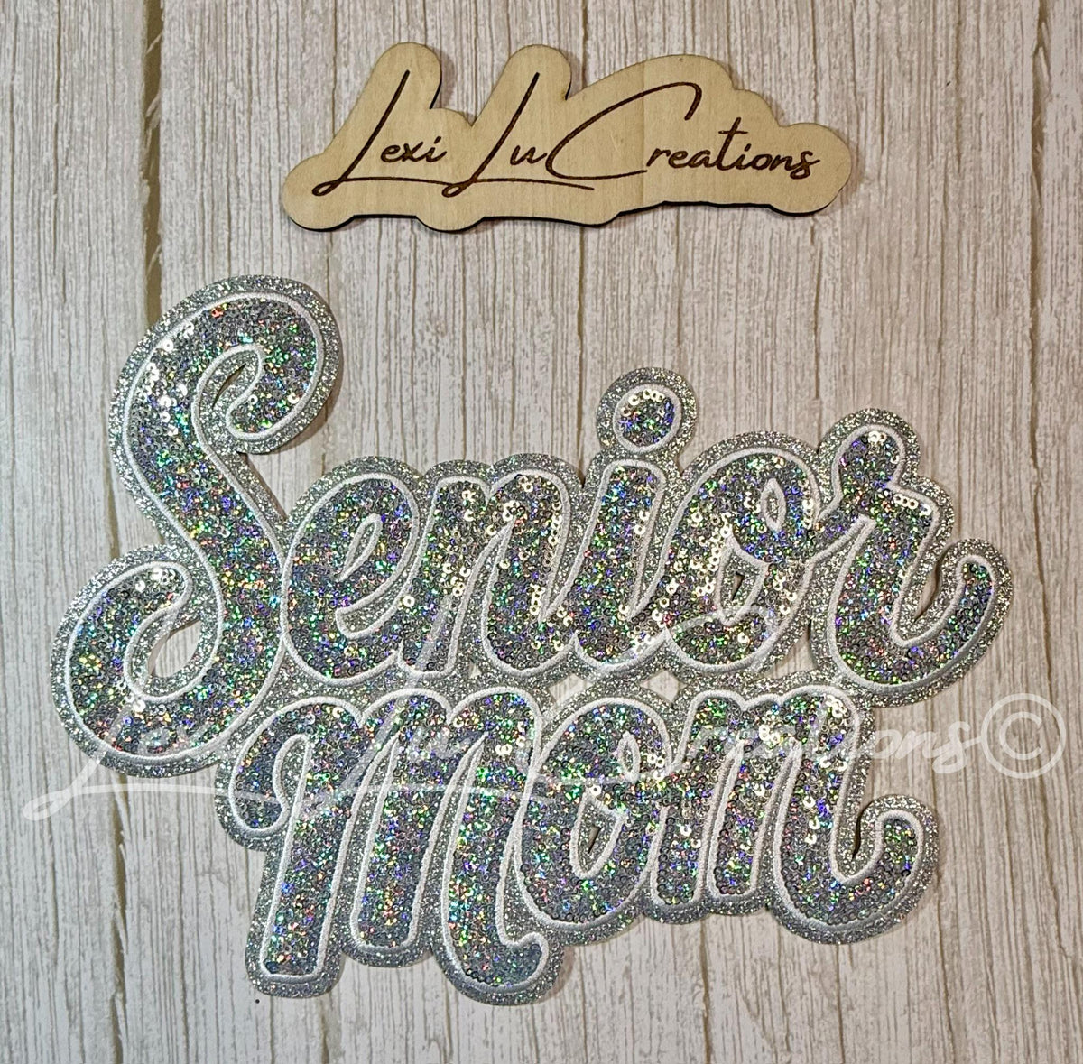 Senior Mom Silver Sequin Patch | Senior Year Iron-On Shirt Patch