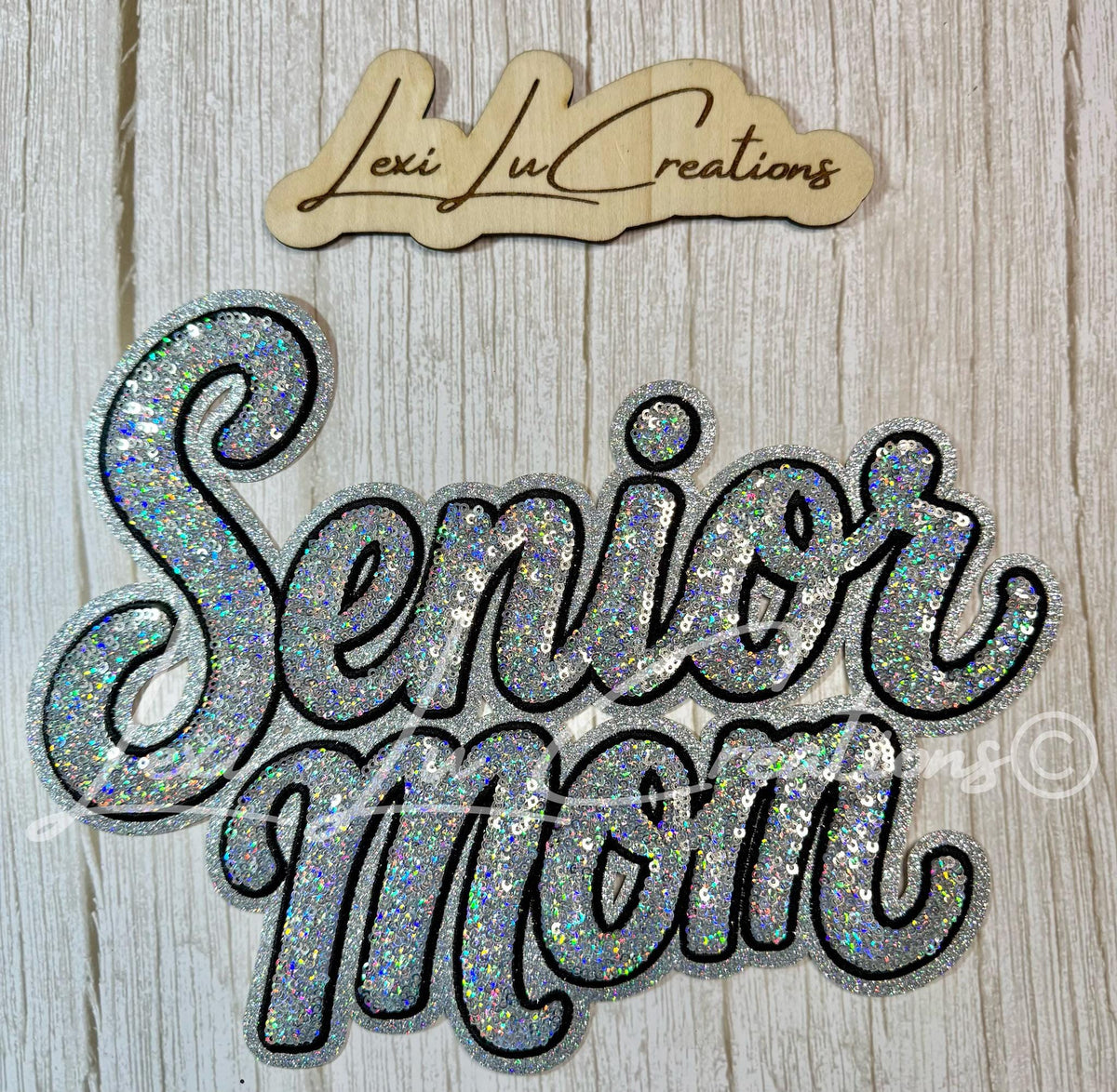 Senior Mom Silver Sequin Patch | Senior Year Iron-On Shirt Patch