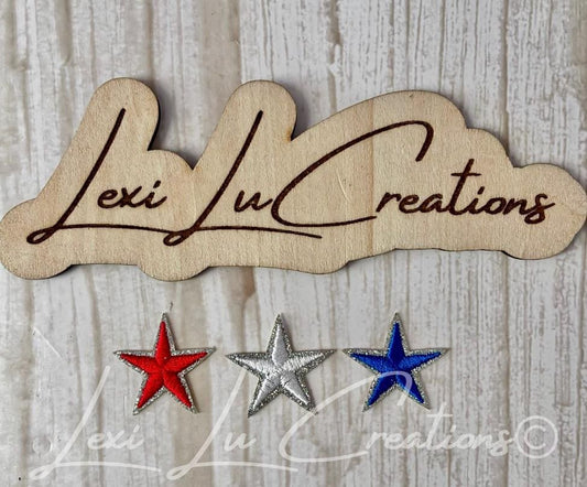 Patriotic Star Patch | Red White Blue Iron-On Patch | Americana Star Appliqué | Fourth of July Patch | Small Glitter Star Patch