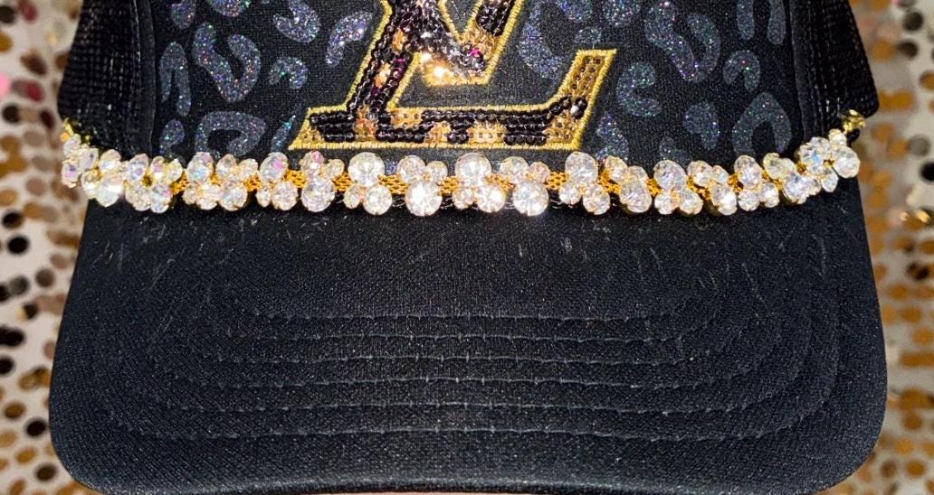 Bubble Rhinestone Hat Chain Gold | Crystal Bling Hat Band | Clip-On Hat Chain | Glam Hat Accessory | Hat Jewelry