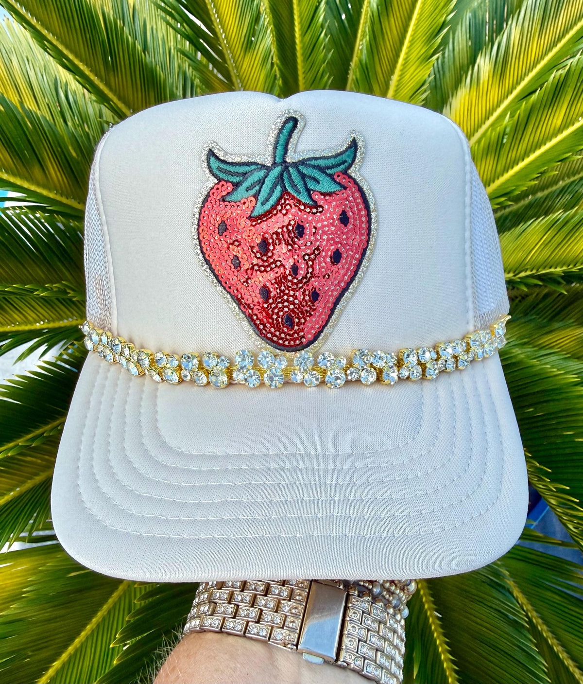Bubble Rhinestone Hat Chain Gold | Crystal Bling Hat Band | Clip-On Hat Chain | Glam Hat Accessory | Hat Jewelry