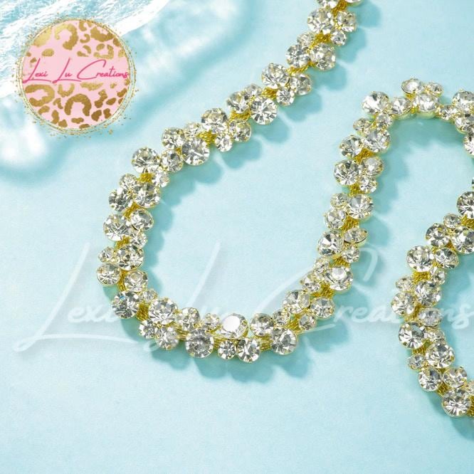 Bubble Rhinestone Hat Chain Gold | Crystal Bling Hat Band | Clip-On Hat Chain | Glam Hat Accessory | Hat Jewelry