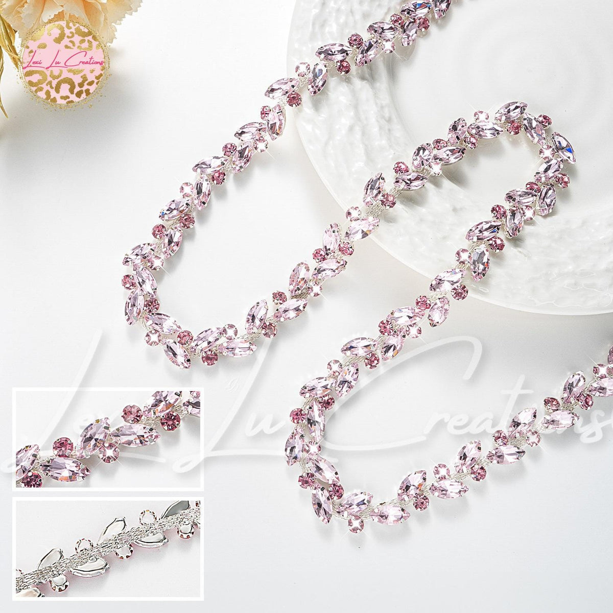 Marquis Pink Rhinestone Hat Chain | Crystal Bling Hat Band | Clip-On Hat Chain | Glam Hat Accessory | Hat Jewelry