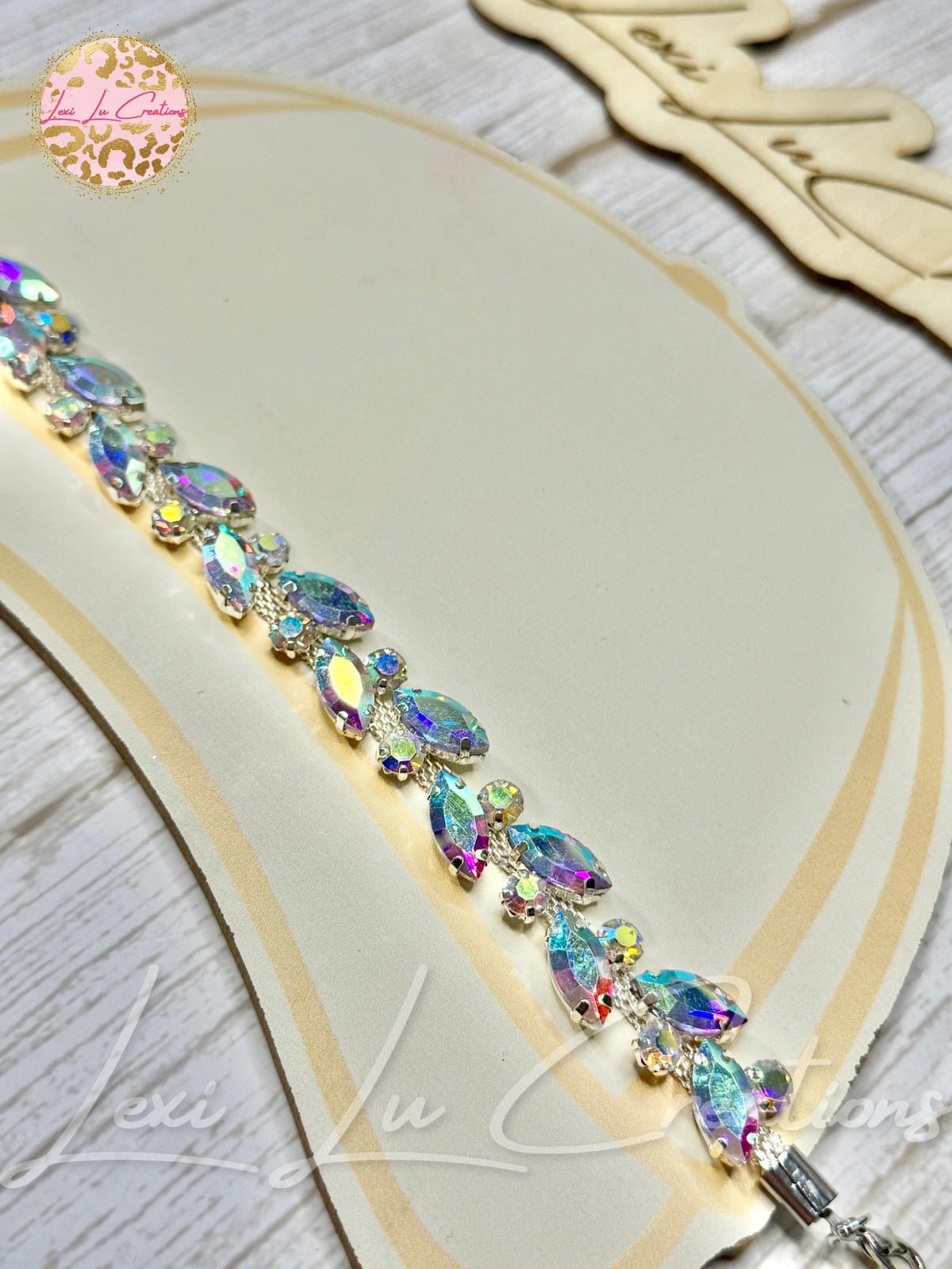 Marquis AB Iridescent Rhinestone Hat Chain Silver | Crystal Bling Hat Band | Clip-On Hat Chain | Glam Hat Accessory | Hat Jewelry